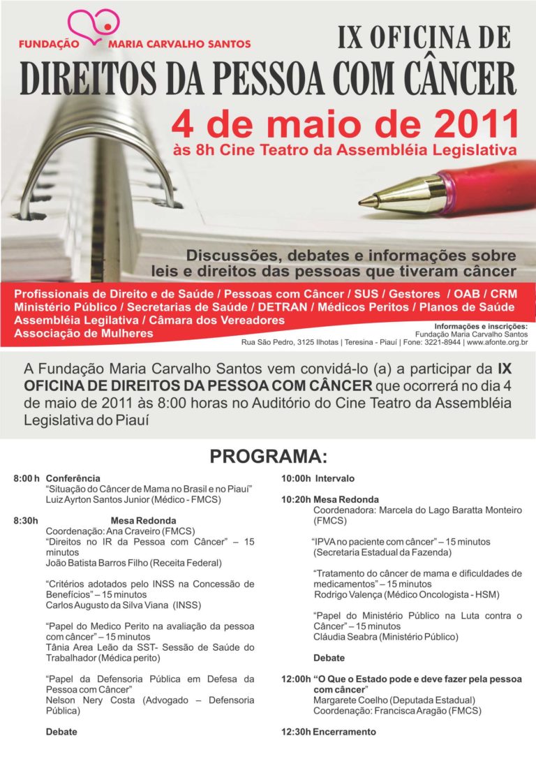 IX Oficina de direitos da pessoa com câncer