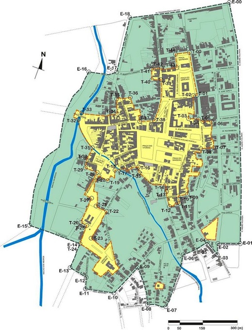 Mapa em que constam bens tombados de Oeiras