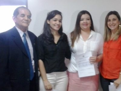 Da esquerda para a direita: Alípio de Santana Ribeiro, Brenda Passos, Flávia Gonçalves e a Coordenadora de Recursos Humanos do MP/PI, Adriana Ximenes