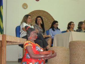 Promotoras de Justiça (primeiro plano) durante o evento realizado na sede da UESPI em Parnaíba
