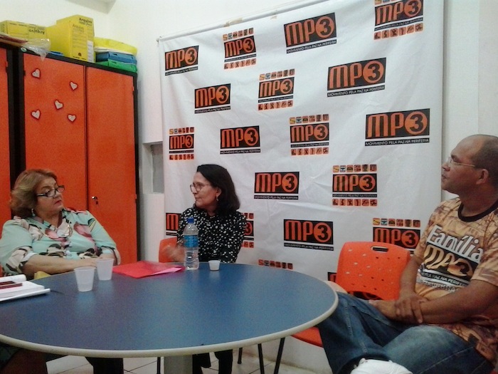 Durante a reunião, Zélia Saraiva e a Promotora de Justiça Leida Diniz (centro) conversaram com o coordenador do MP3, Francisco Júnior, no intuito de traçar estratégias para combater a violência