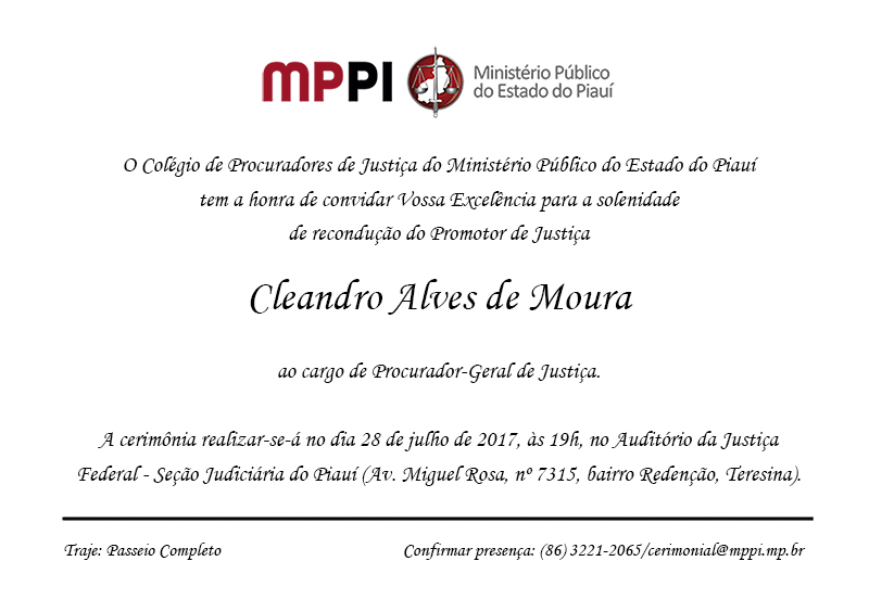 Convite para a recondução do PGJ - detalhes no texto.