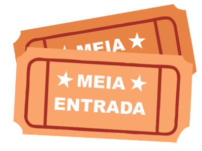Desenho de dois ingressos, nos quais de pode ler