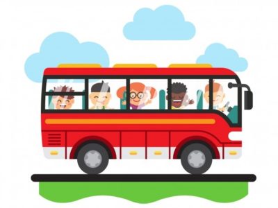 Foto de um ônibus com crianças dentro