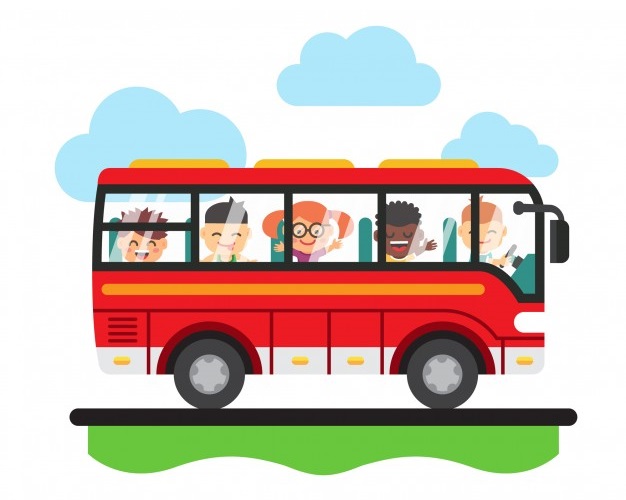 Foto de um ônibus com crianças dentro