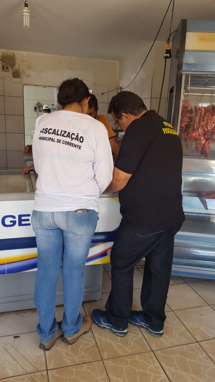 Equipe inspecionando açougue