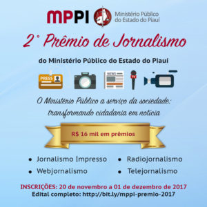 Banner do Prêmio de Jornalismo. Informações na matéria.