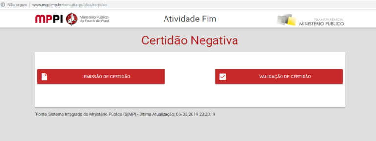 Foto do menu inicial