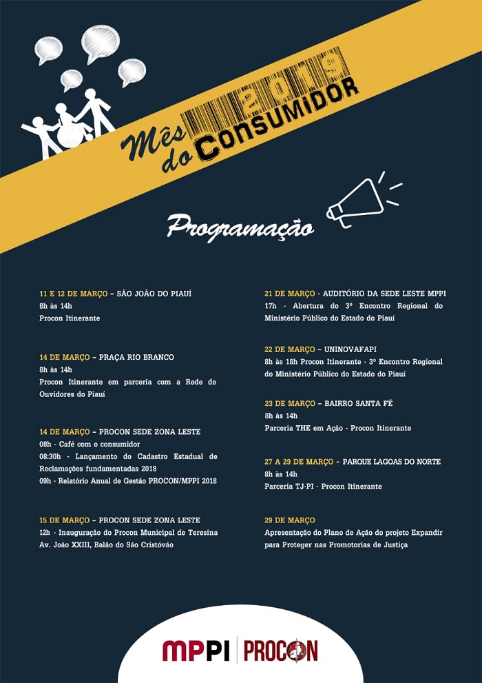 Folder com a programação do Procon