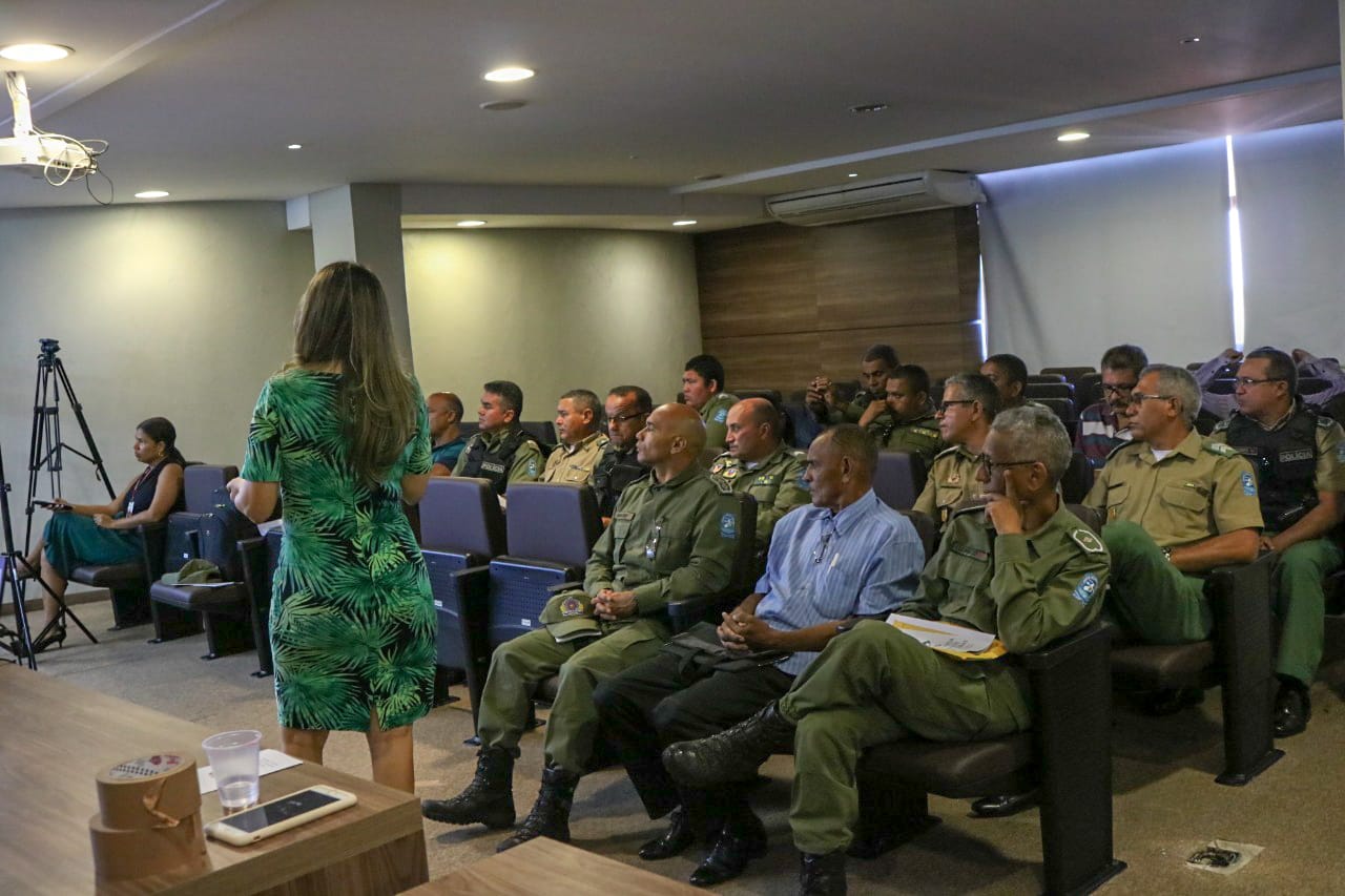 Pessoa de pé falando para o público que a observa 