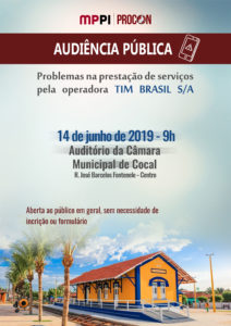 Audiência acontece no dia 14 de junho, às 9h, no município de cocal. Local: Auditório da Câmara Municipal de Vereadores de Cocal localizada na R. José Barcelos Fontenel – Centro.