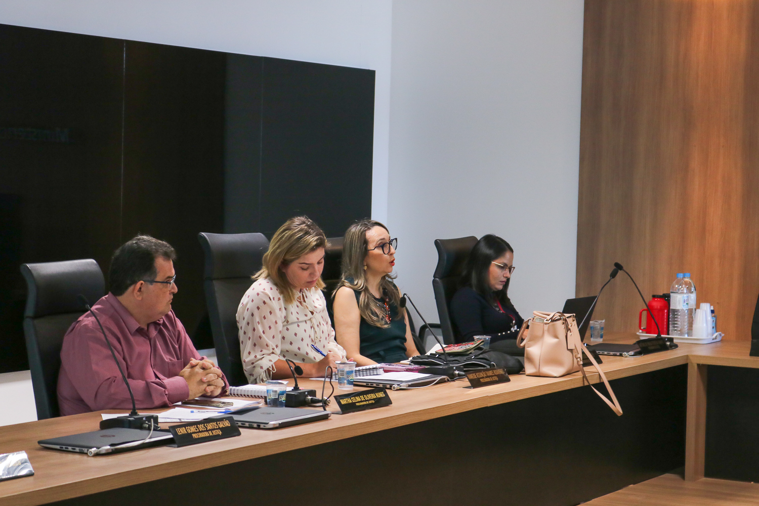 Membros e servidores durante a reunião