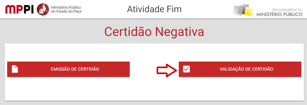 Foto da página inicial da certidão negativa 