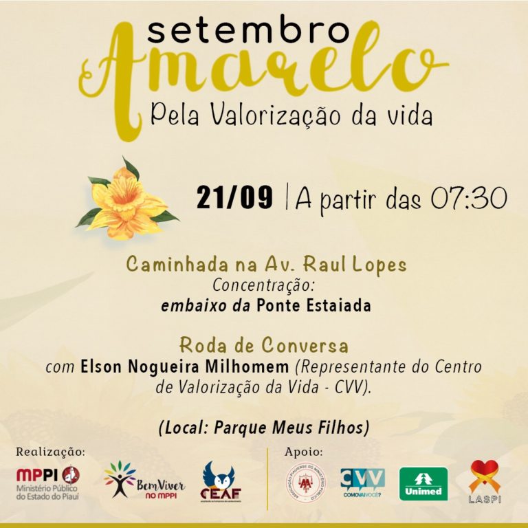 Banner com convite para a caminhada do Setembro Amarelo