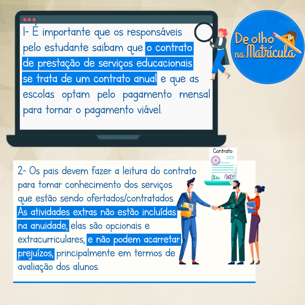 Arte com conteúdo informativo sobre processo de matrículas - texto na legenda
