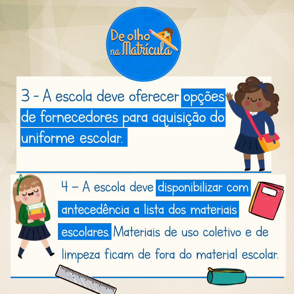 Arte com conteúdo informativo sobre processo de matrículas - texto na legenda