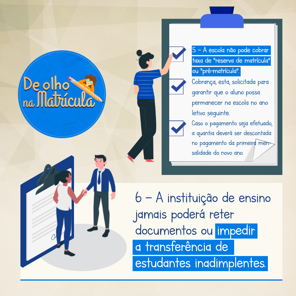 Arte com conteúdo informativo sobre processo de matrículas - texto na legenda