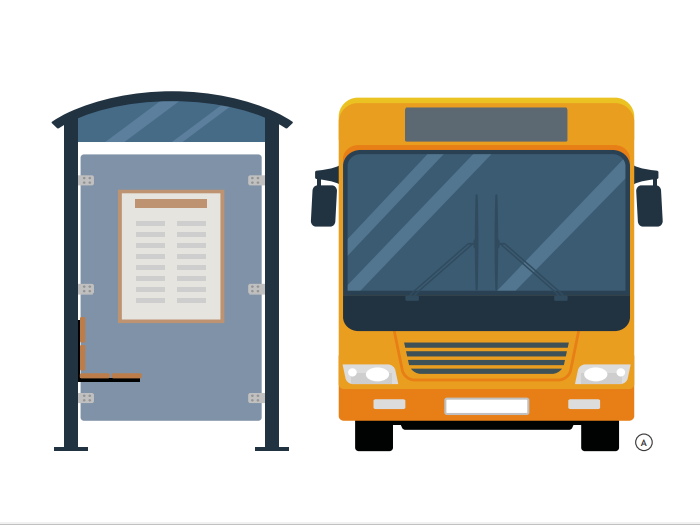 Ilustração representando transporte coletivo