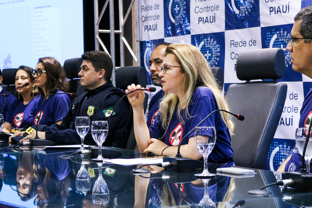 PGJ Carmelina Moura durante coletiva