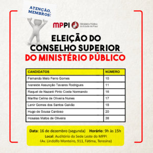 Banner sobre a eleição do Conselho Superior do MPPI