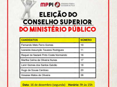 Banner sobre a eleição do Conselho Superior do MPPI