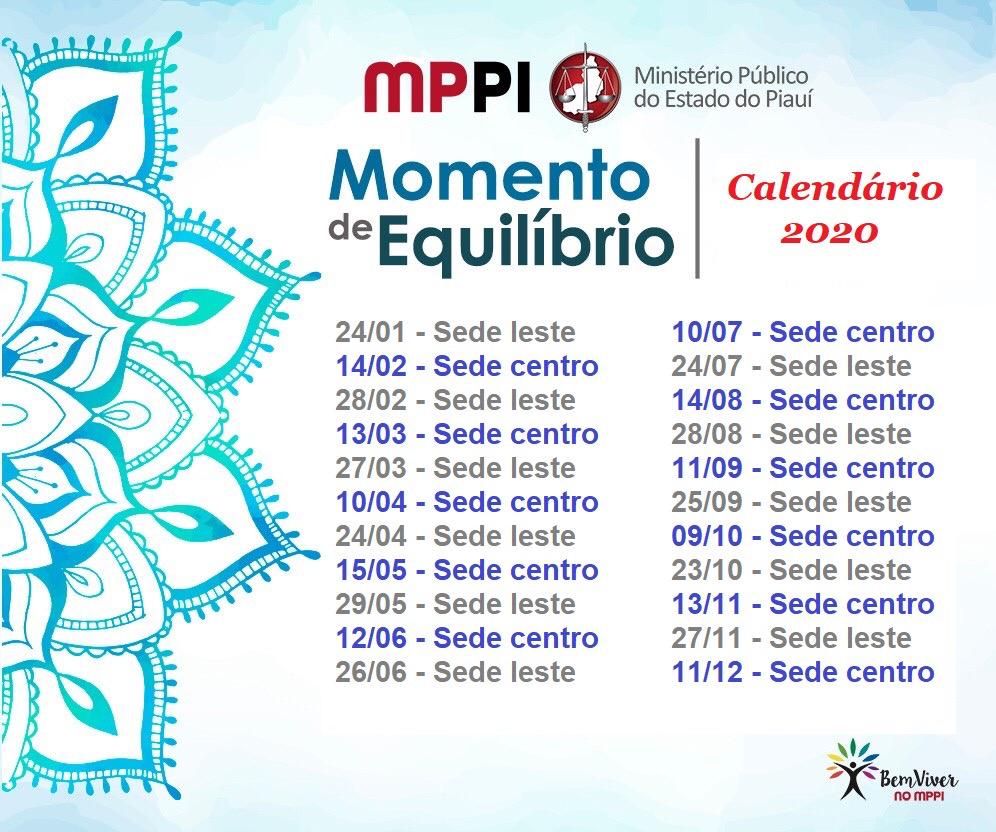 Calendário Momento de Equilíbrio 2020