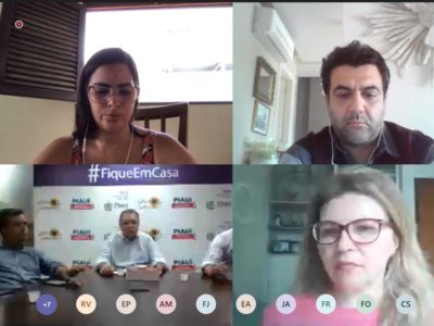 Pessoas reunidas por vídeo