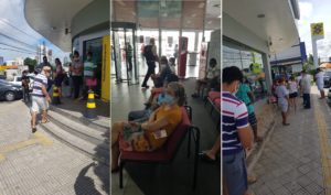 Fotos de pessoas dem filas de bancos
