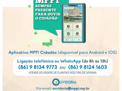 Banner com os contatos da Ouvidoria do MPPI