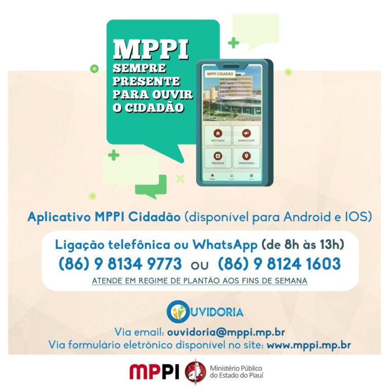 Banner com os contatos da Ouvidoria do MPPI