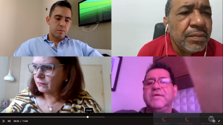 Pessoas reunidas por videoconferência