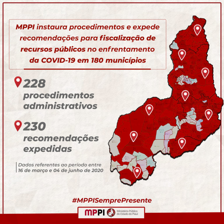 Mapa do Piauí com as 180 cidades fiscalizadas